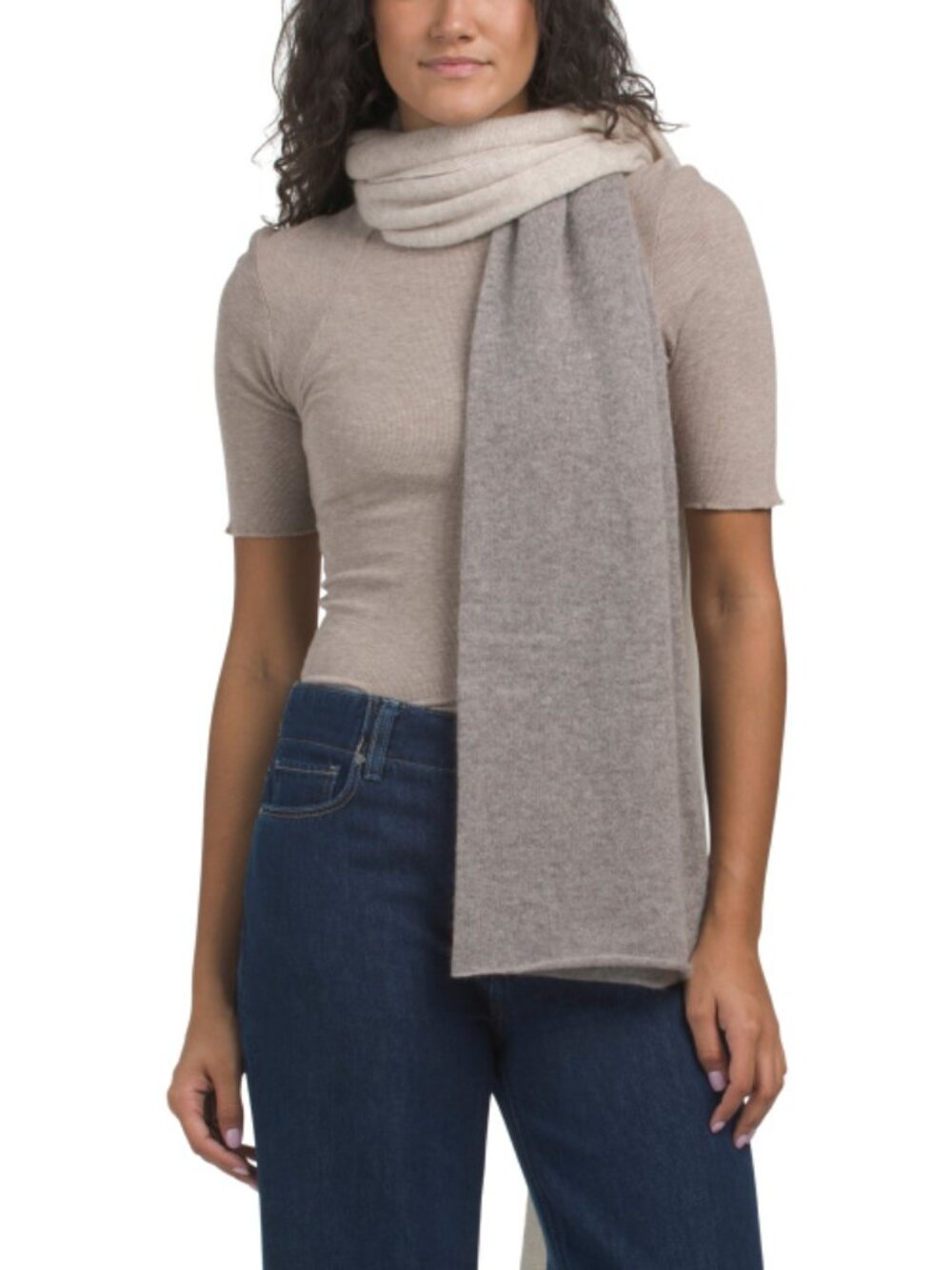 NEW TAHARI Cashmere Jersey Color Blocked Travel Scarf 6M3 268